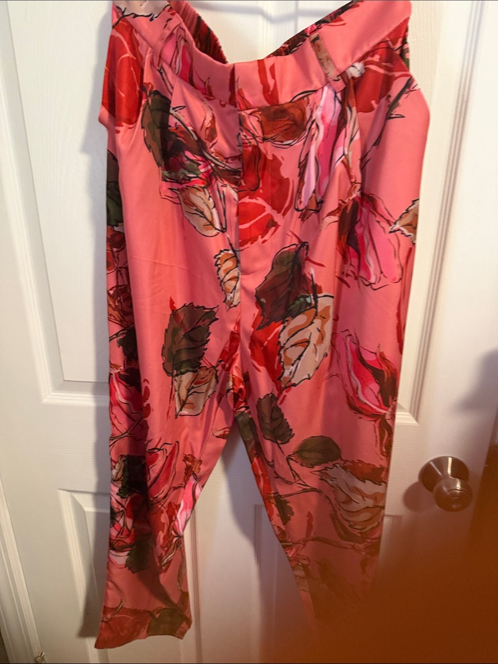 Women's Pink Floral Wide-Leg Trousers